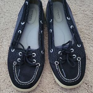Sperry Women's Black and White Sparkle Loafers